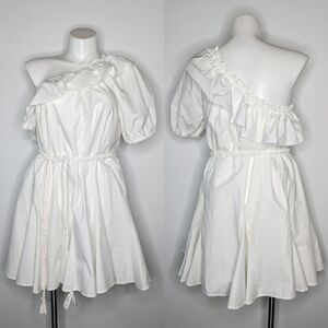 Rhode for Target white one shoulder ruffle tie waist dress XL